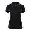 Black Purple Ladies Piping Polo Shirts